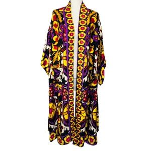 Haute Hippie Kimono Robe Reversible Black Gold Purple Moroccan Floral NWT
